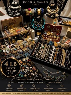 4 LB Estate Jewelry Lot | Vintage Modern Wearable Repair Resale Craft Mixed Bulk